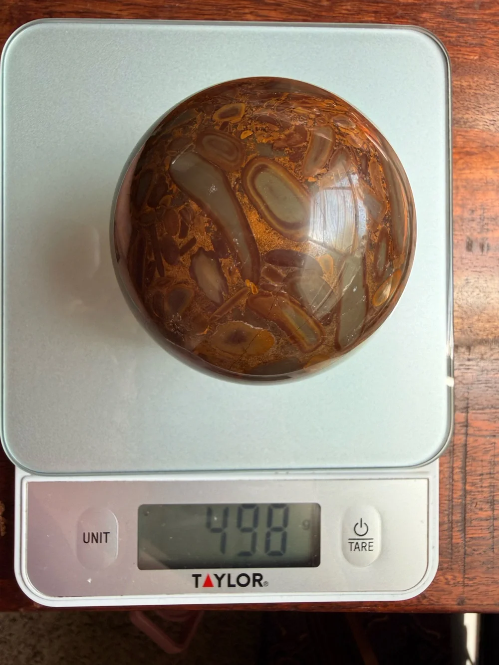 ✨ Bamboo Jasper Sphere • 438 g • 68.7 mm